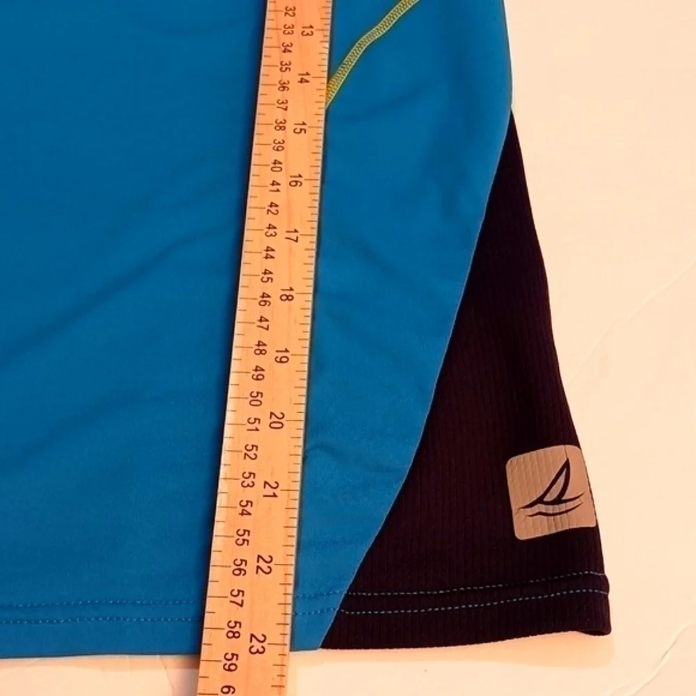 Sperry Top Sider Rash Guard Swim/casual Shirt Blue and Black Color block SZ Med